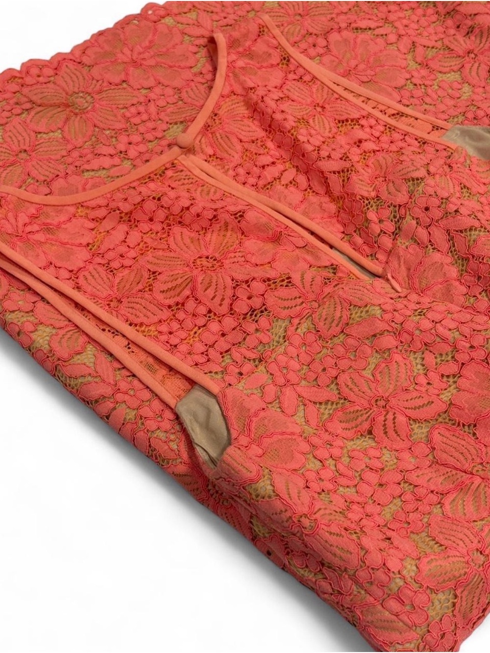 Trina Turk Coral Floral Lace Strapless Dress